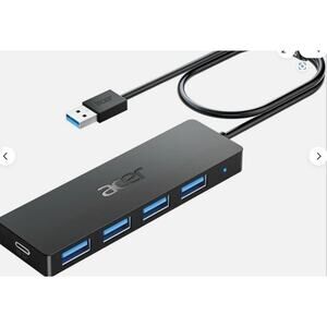 Acer USB Hub 4 Ports, Multiple USB 3.0 Hub, USBA Splitter for Laptop with Typ...